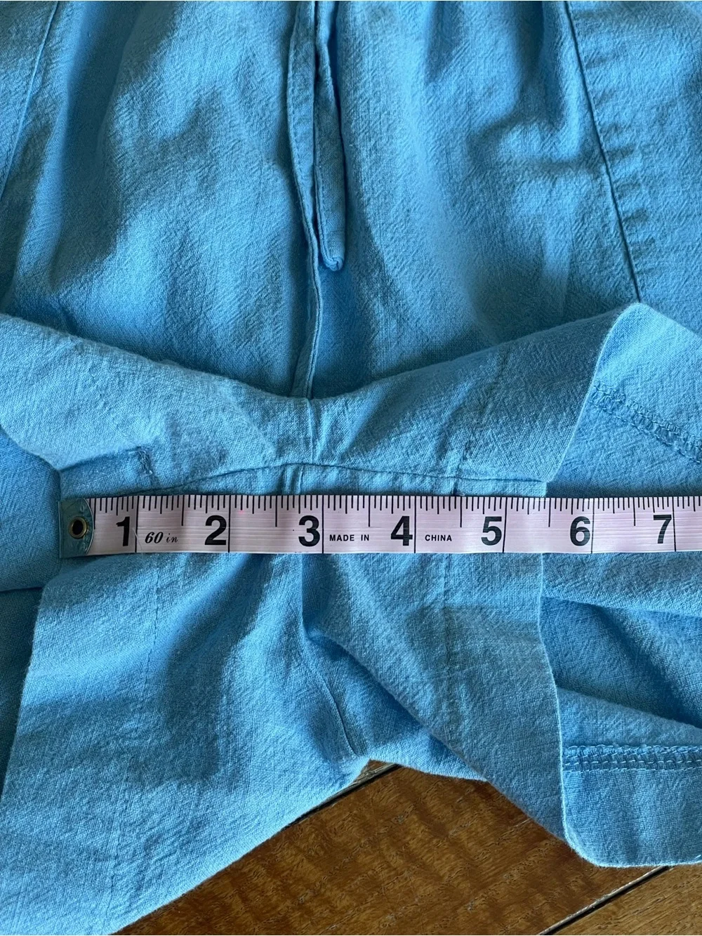 Blue Cotton Gauze Matching Lounge Set Button Front Top Shorts Size L